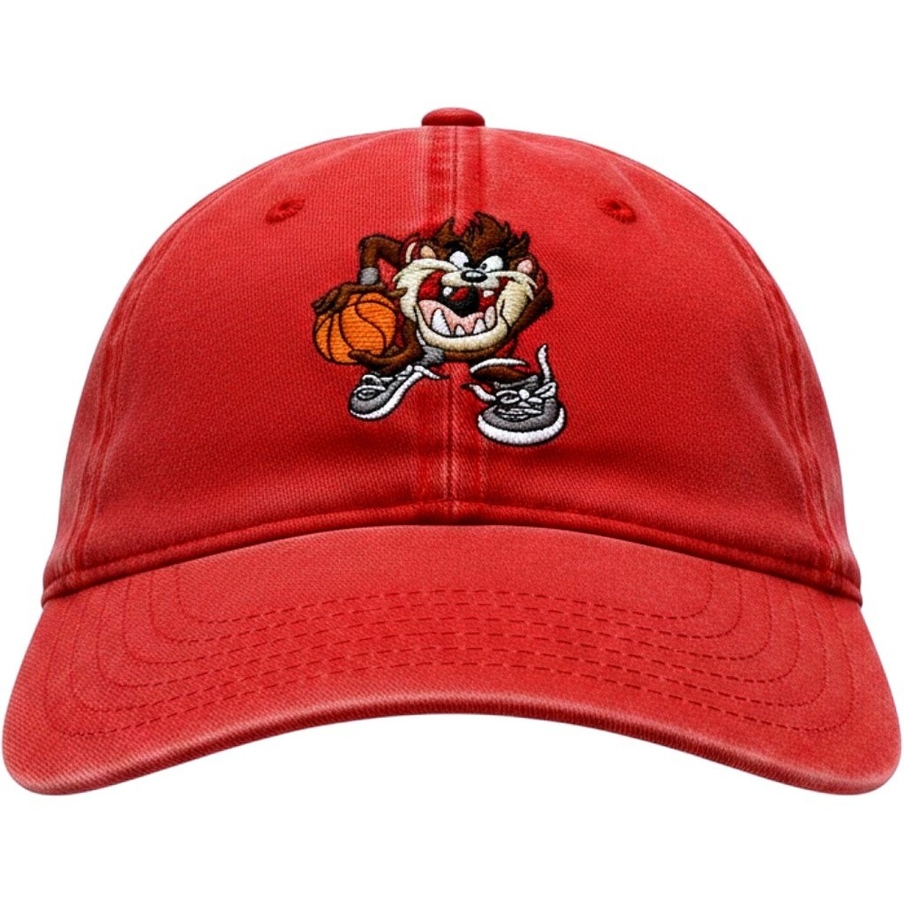 Looney Tunes Taz Red Baseball Cap With Embroidered Basketball Graphic Strapback